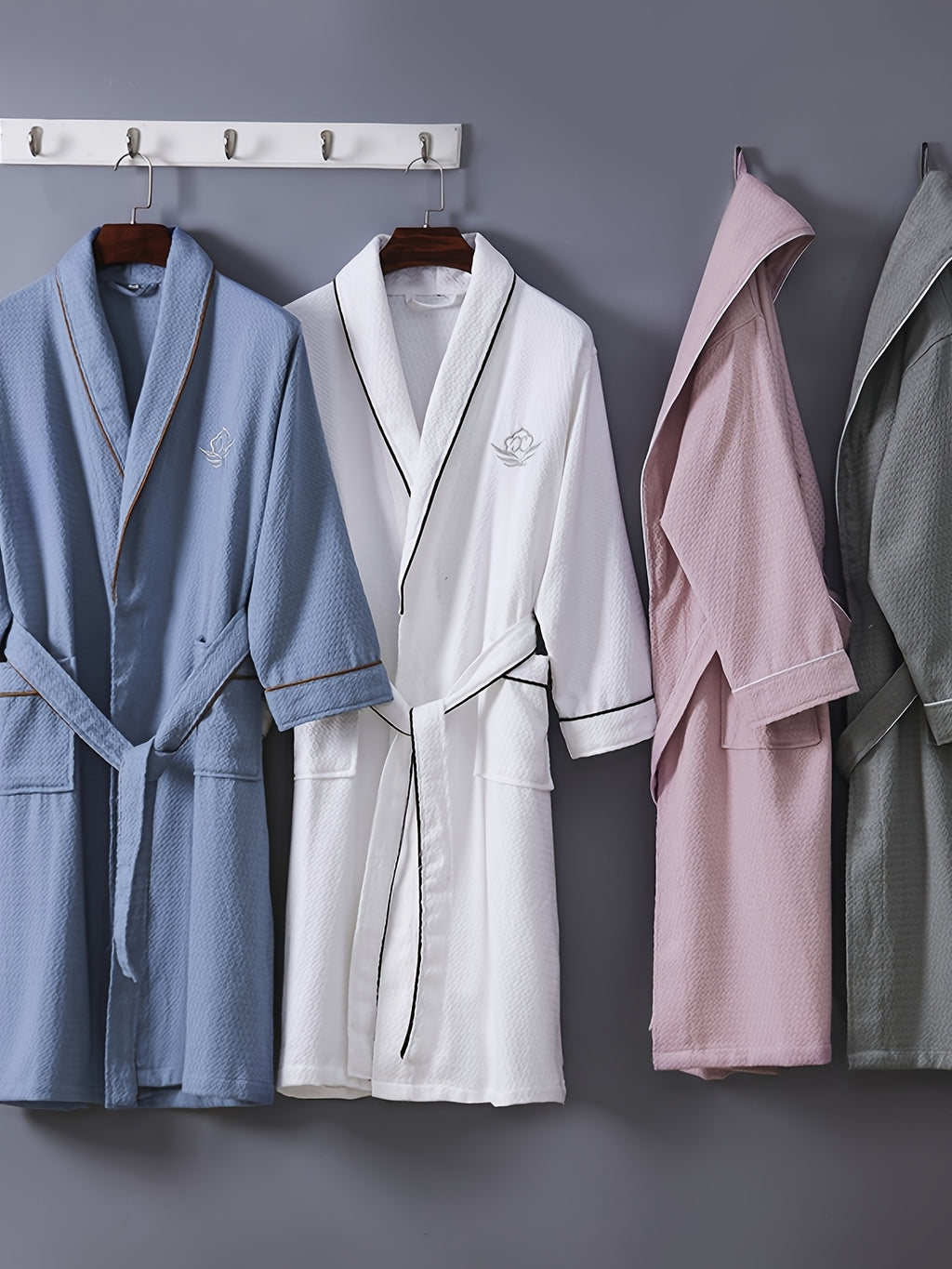 Unisex waffle bathrobe