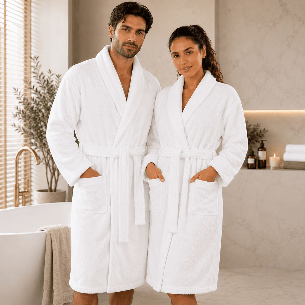 Unisex terry towelling bathrobe