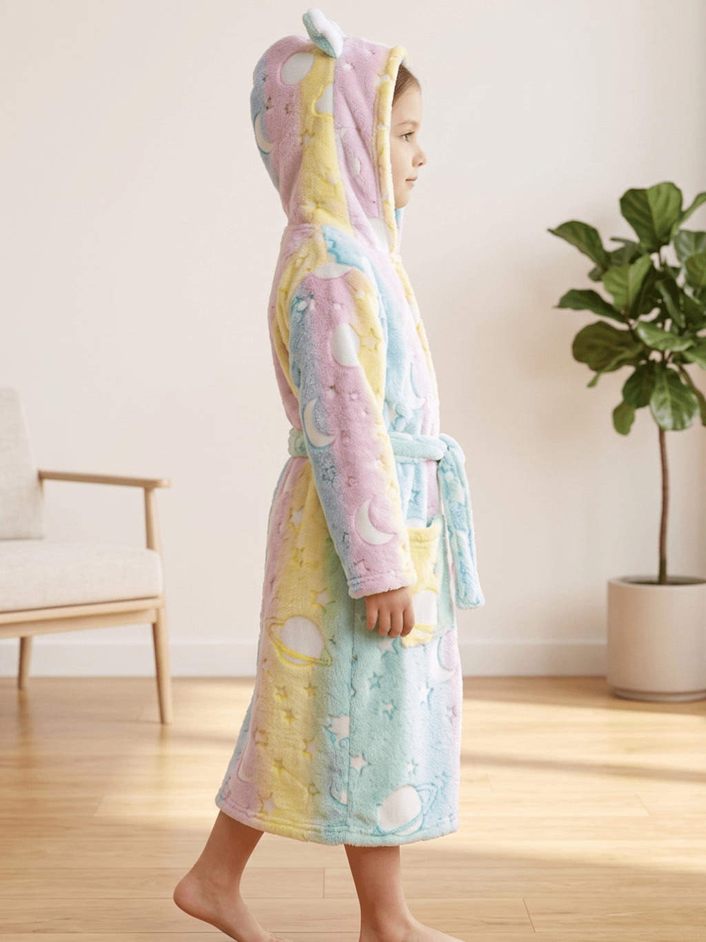 Kids' Fair Isle Christmas hooded fleece dressing gown