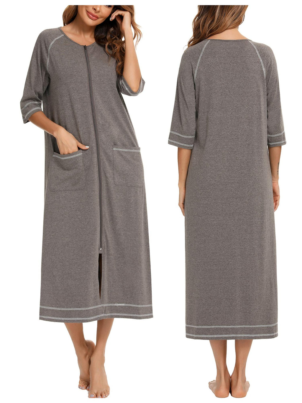 Women's full length zip-up housecoat