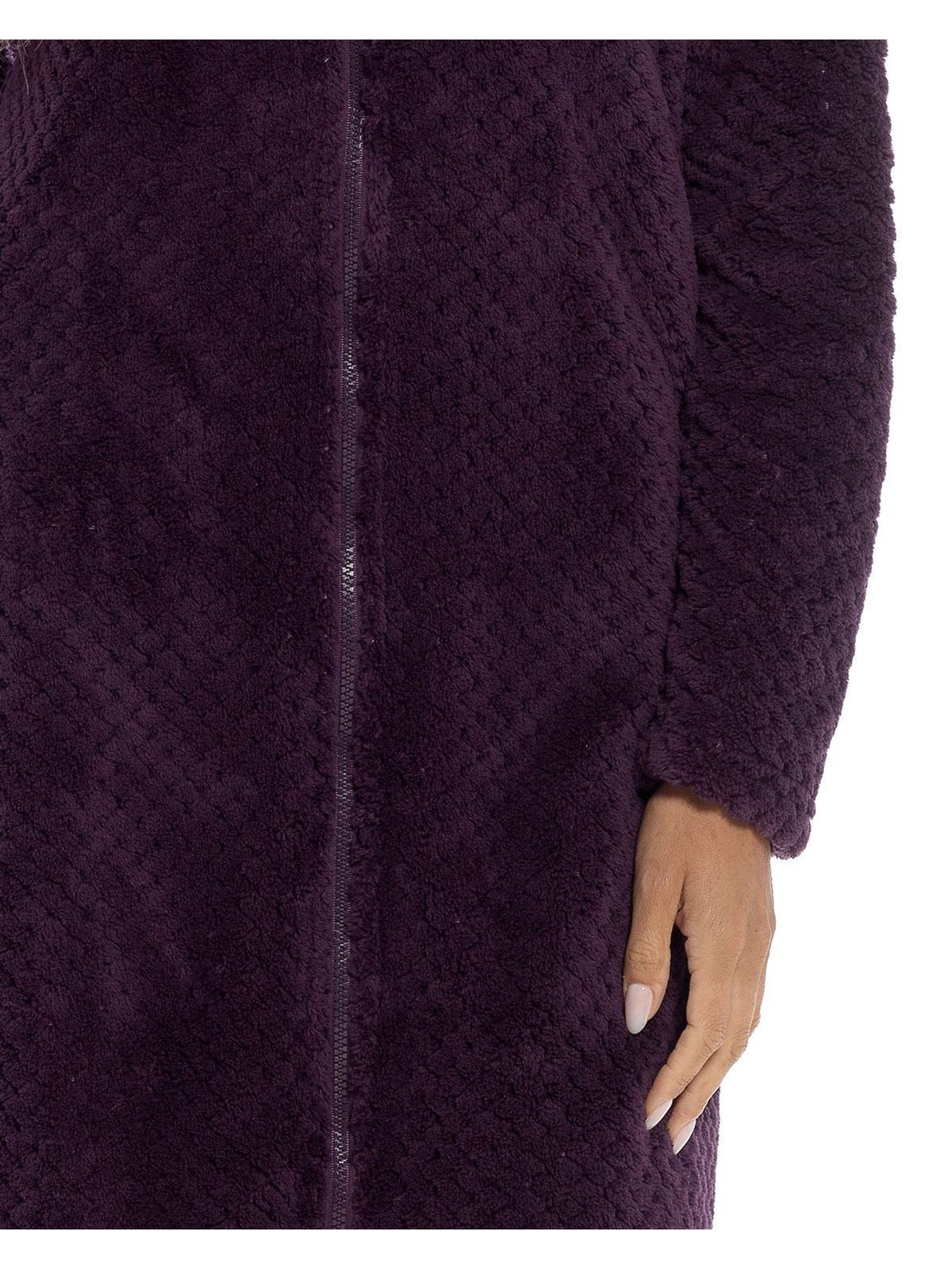 Women's waffle fleece zip-up dressing gown