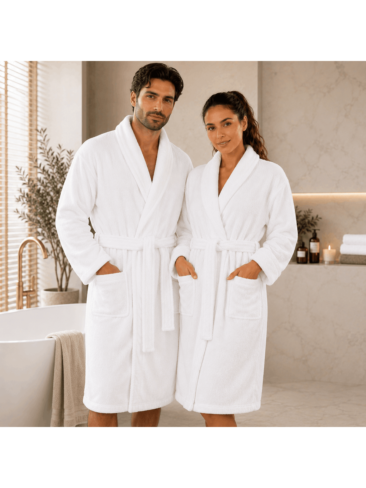 Unisex terry towelling bathrobe
