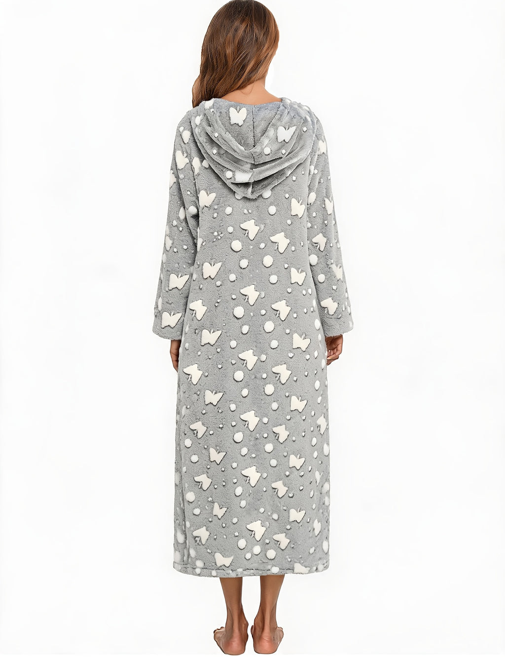 Women's Christmas flannel zip-up dressing gown
