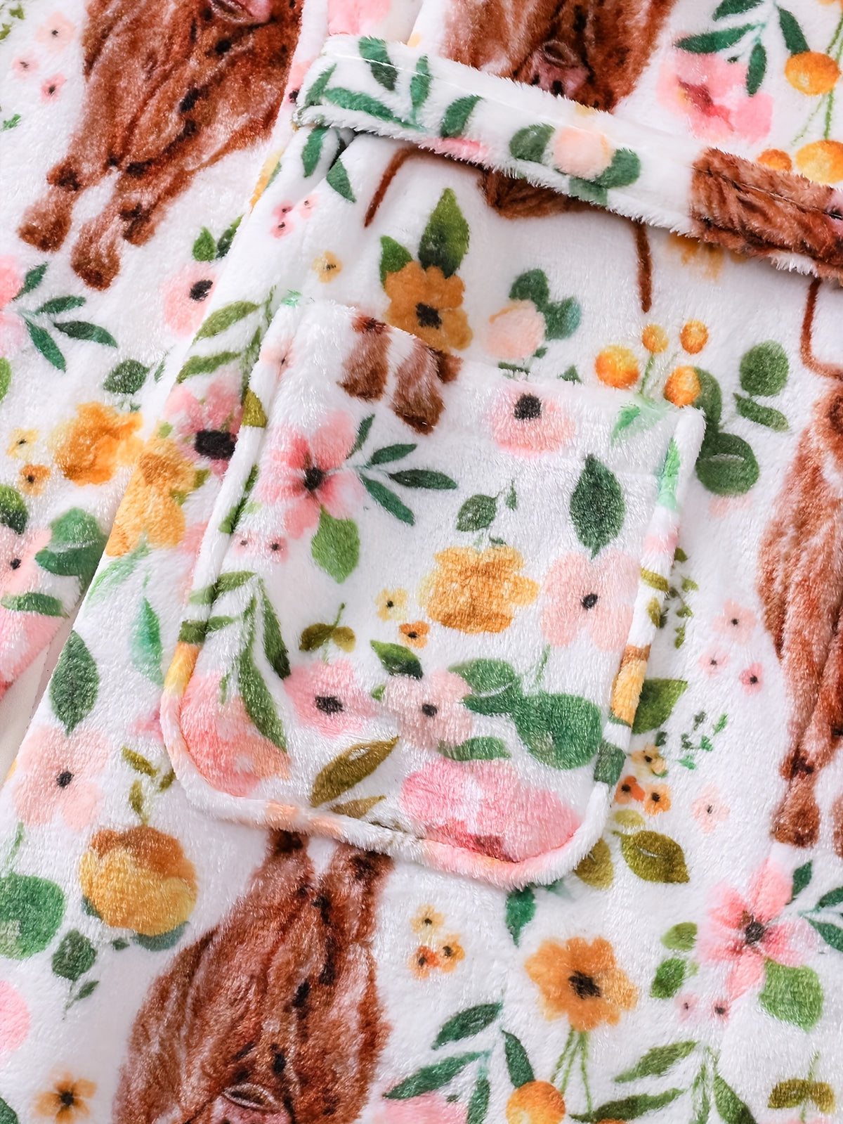 Women's Highland cow print flannel dressing gown
