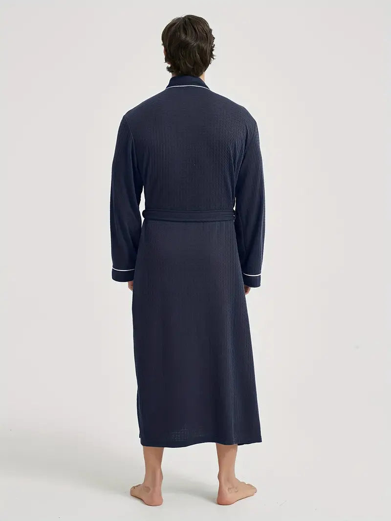 Men's long waffle bathrobe