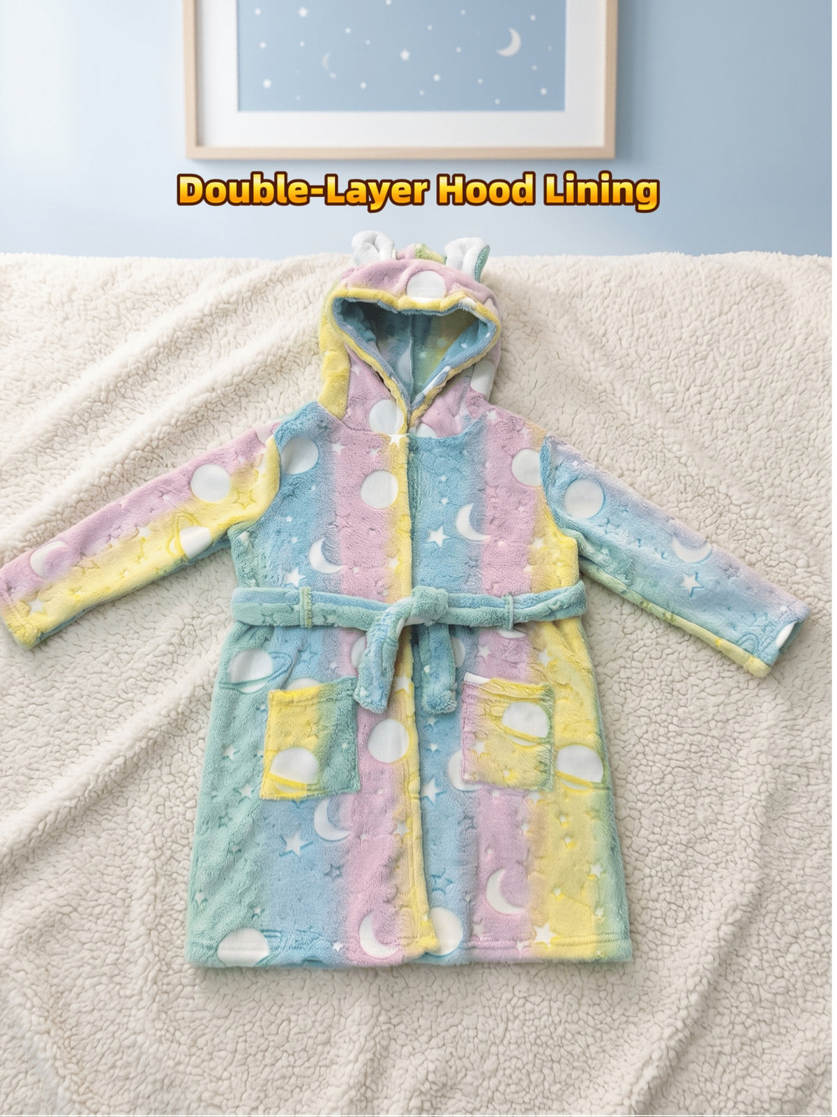 Kids' Fair Isle Christmas hooded fleece dressing gown