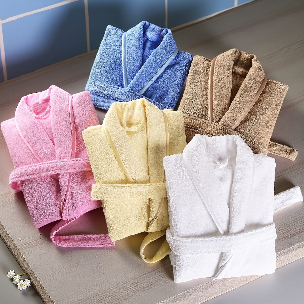 Unisex blue bathrobe