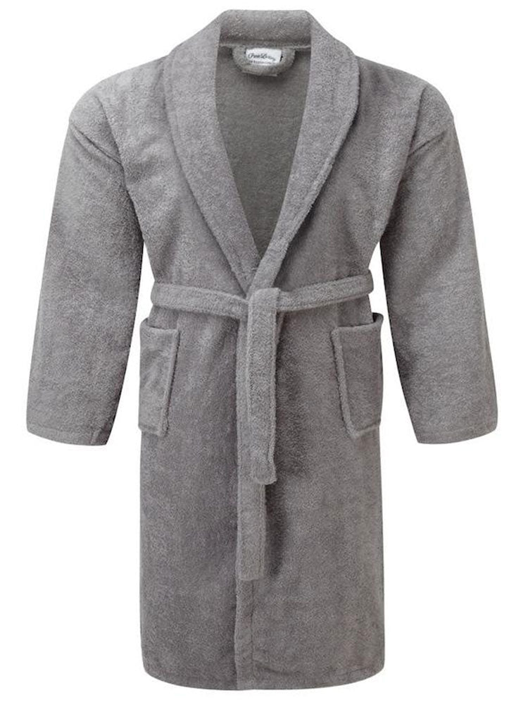 Unisex terry towelling bathrobe with pockets