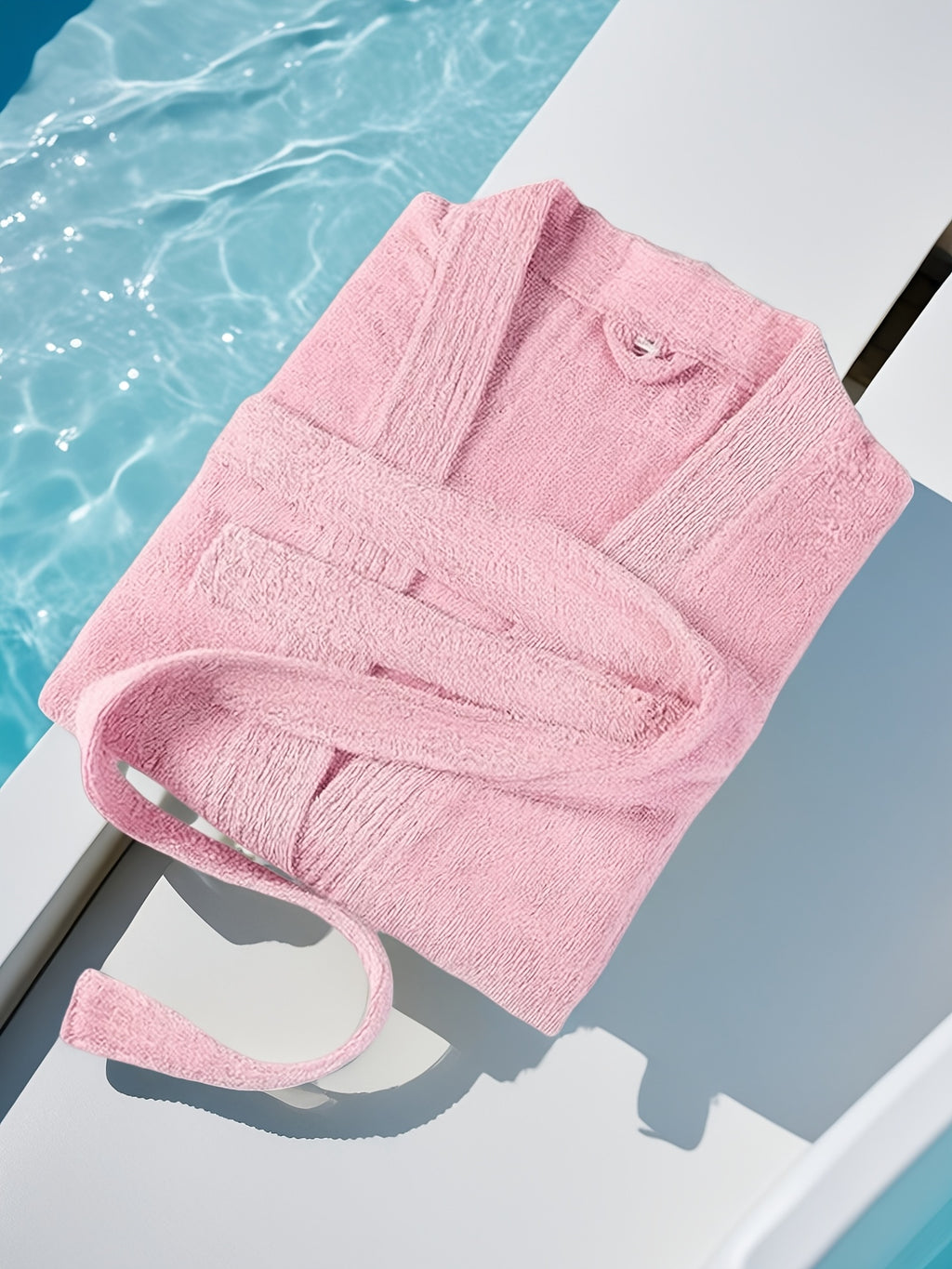 Women's long towelling bathrobe