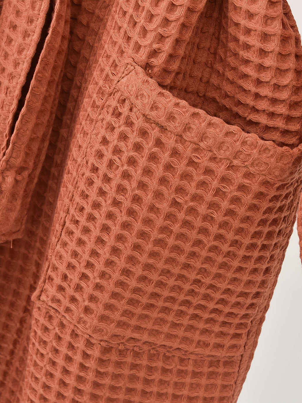 Unisex long waffle bathrobe