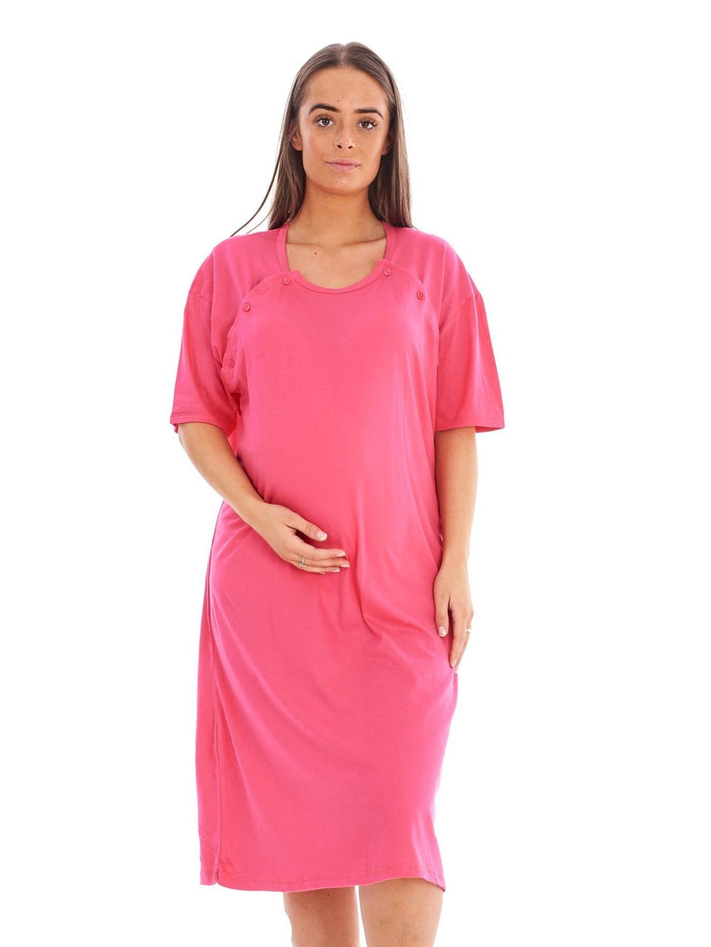 Women's plain cotton maternity nightdress