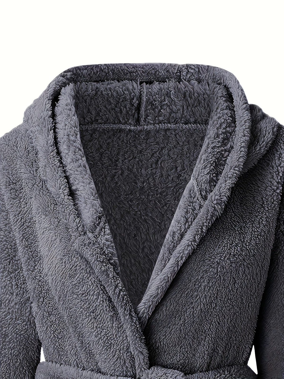 Men's hooded fleece dressing gown with pockets
