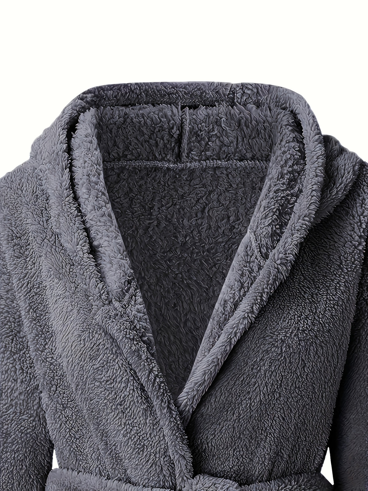 Women's hooded fleece bathrobe with pockets