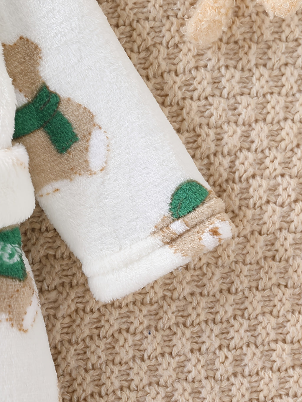 Newborn green hooded flannel dressing gown