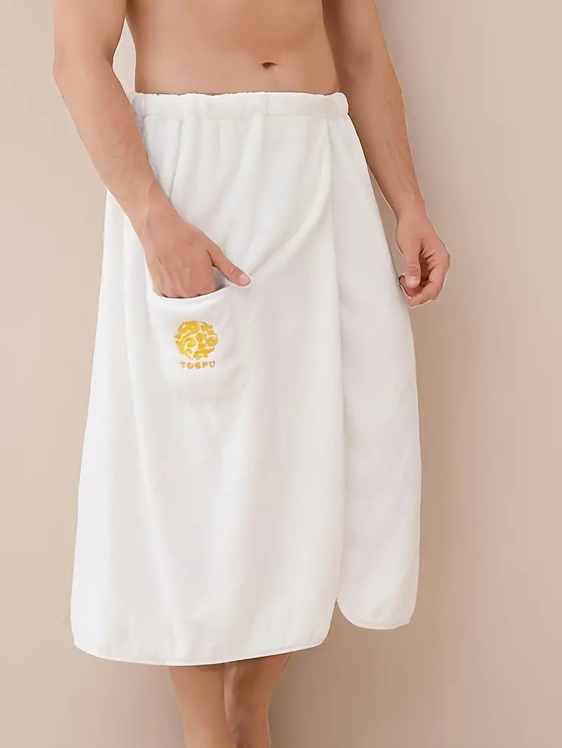Men's microfibre towel robe — White