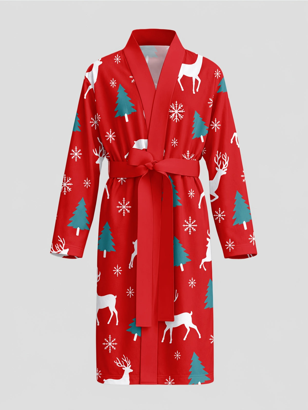 Men's red reindeer print dressing gown