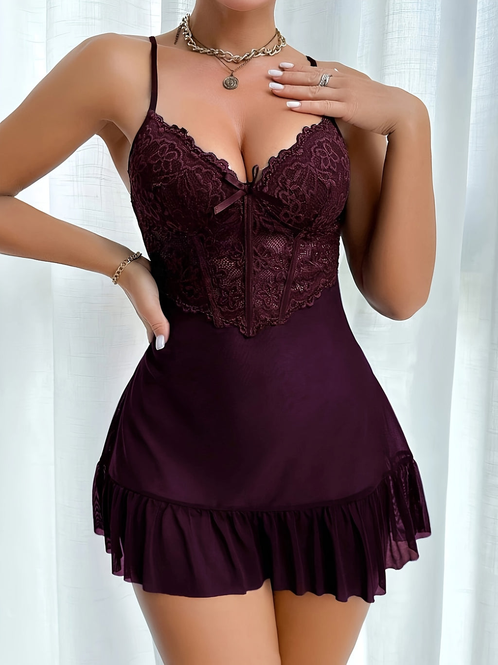 Women's lace dressing gown