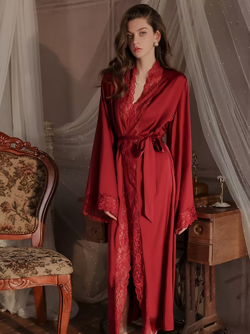 Women's long satin dressing gown