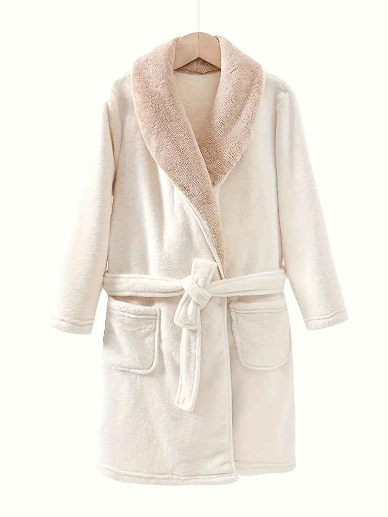 Kids' bathrobe with belt and pockets