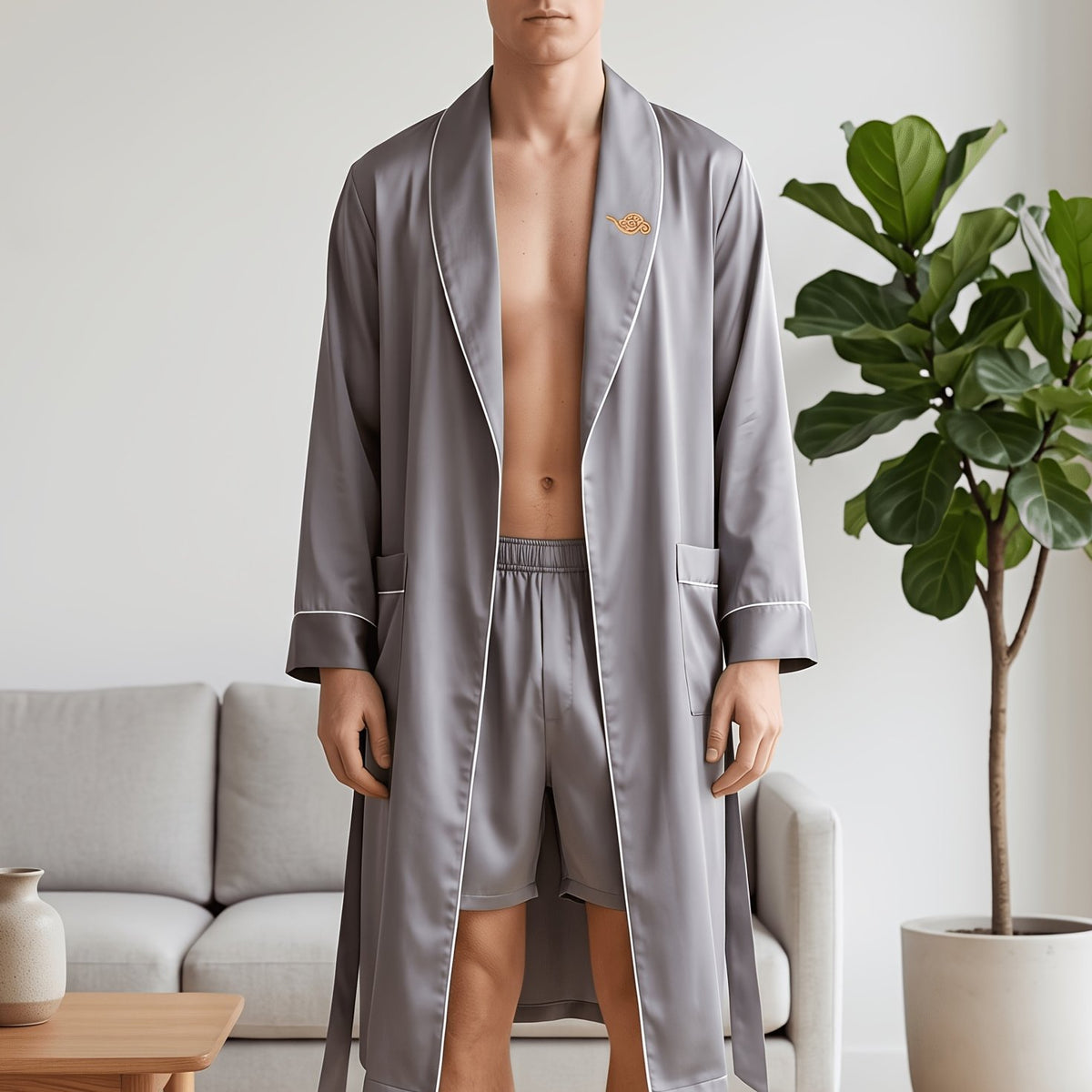 Gray Bathrobe Set