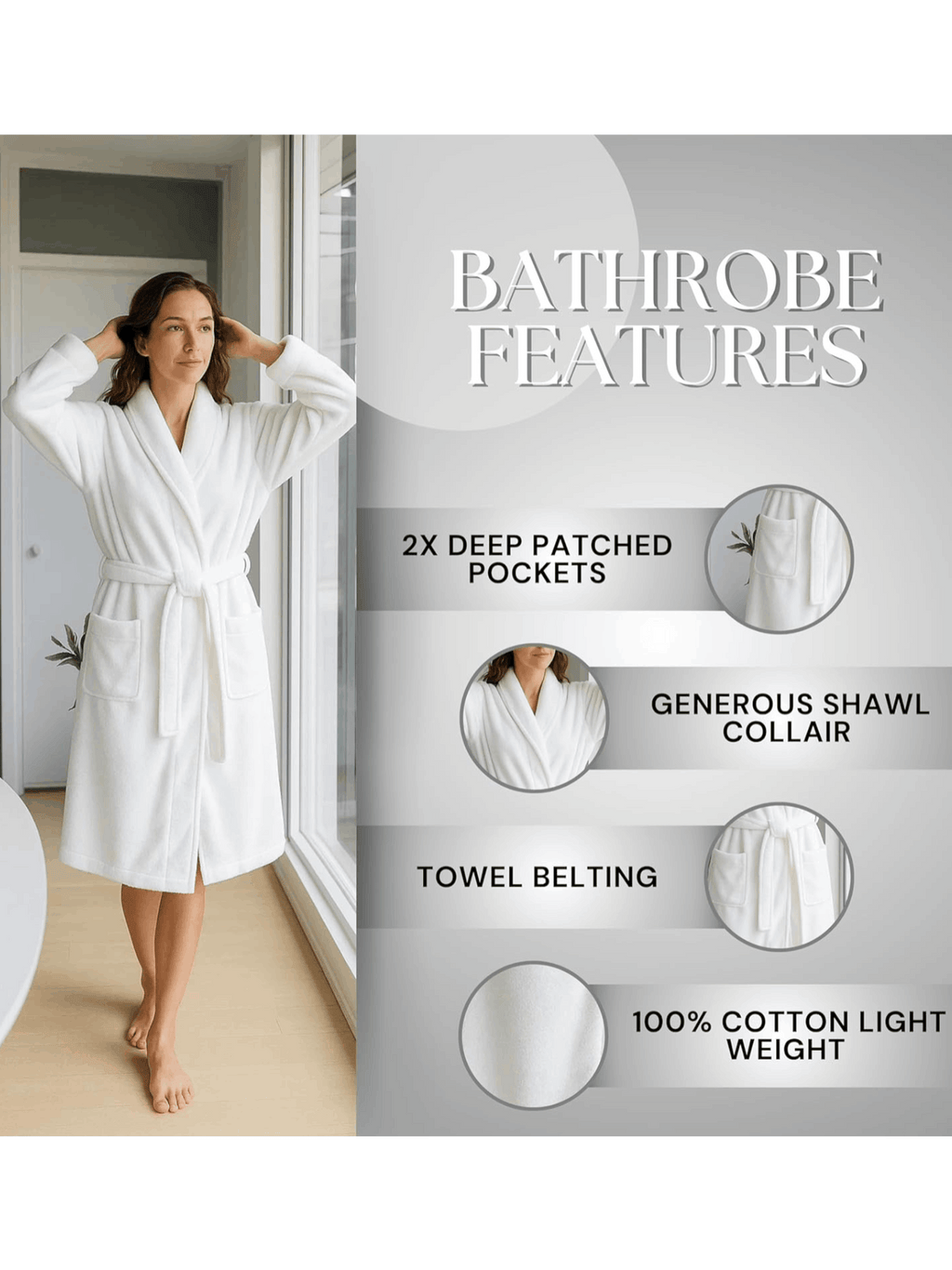 Unisex towelling bathrobe