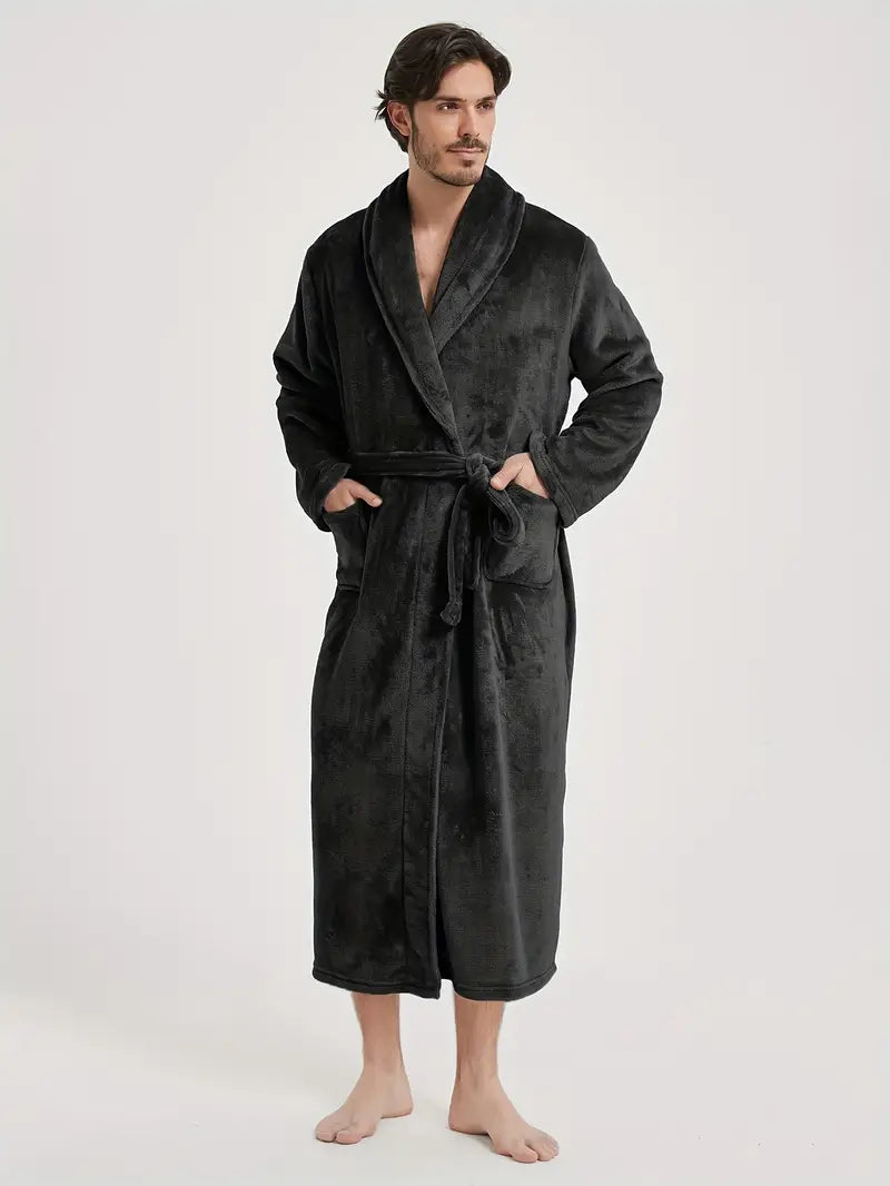 Men's thick fleece bathrobe