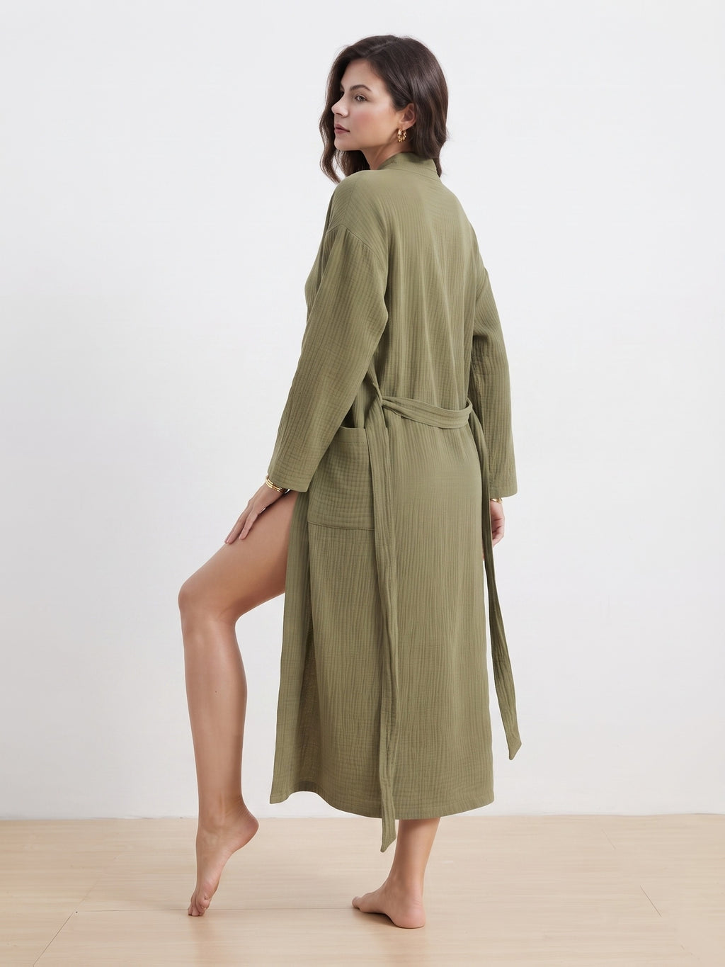 Women's white waffle lightweight dressing gown