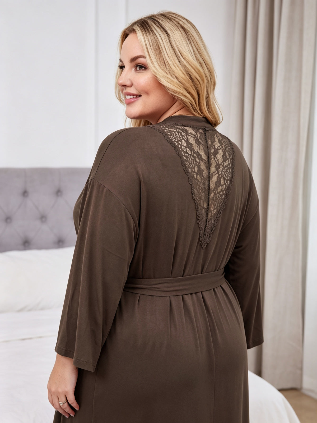 Women's plus size modal wrap dressing gown