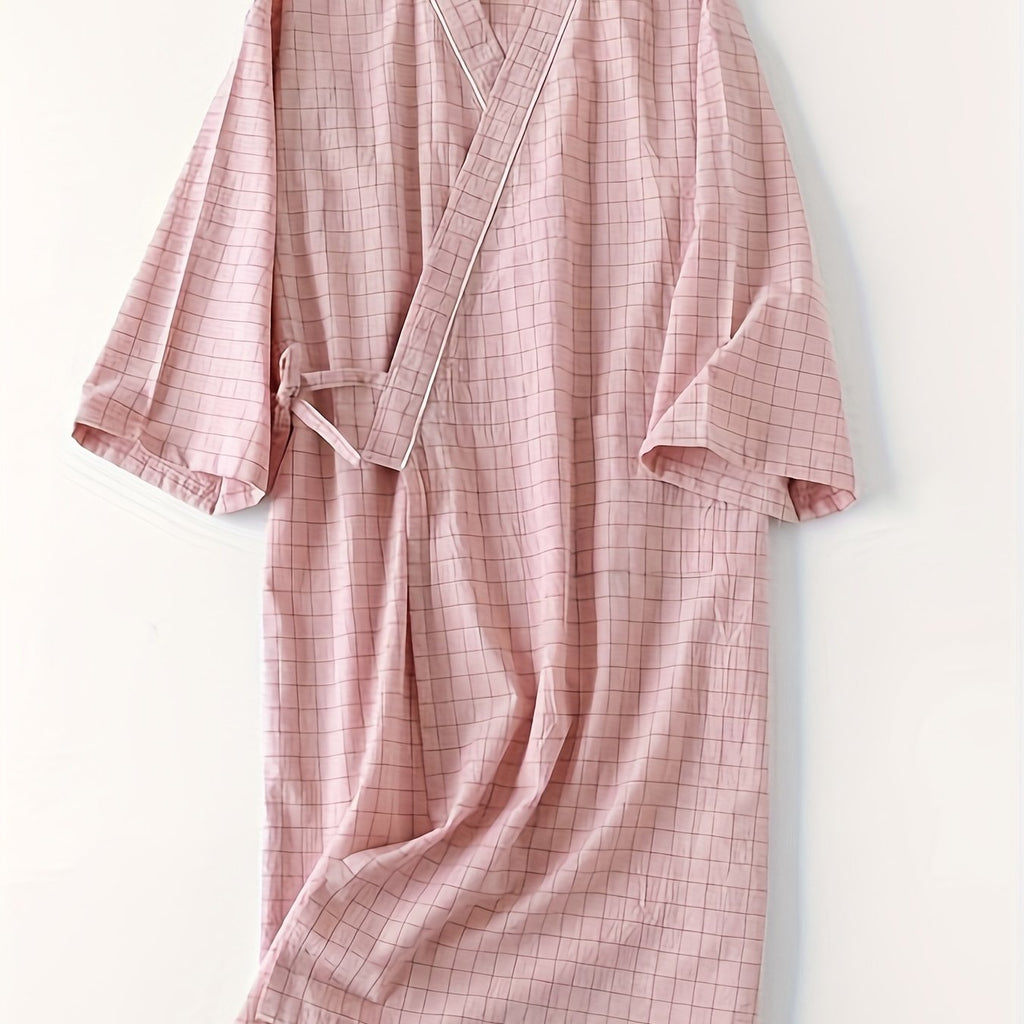 Pink Plaid Kimono