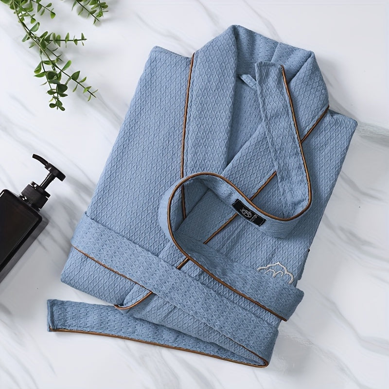 Unisex waffle bathrobe