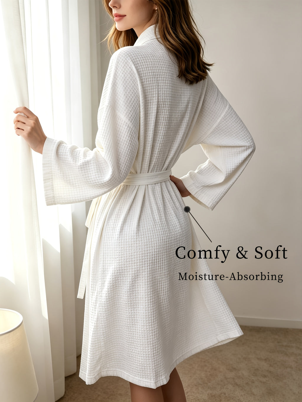 Women's white long bathrobe