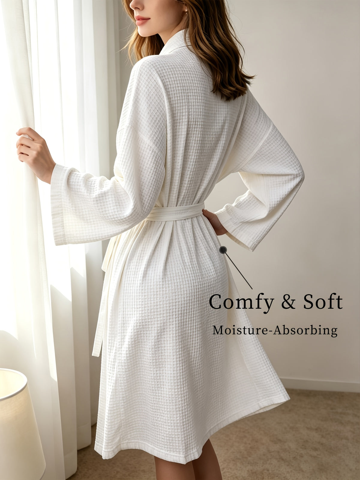 Women's white long bathrobe