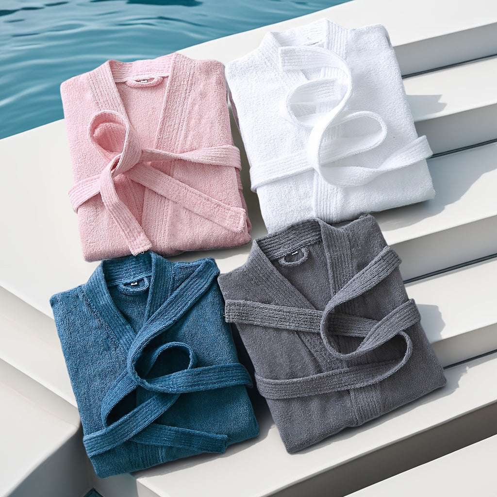 Women's long towelling bathrobe