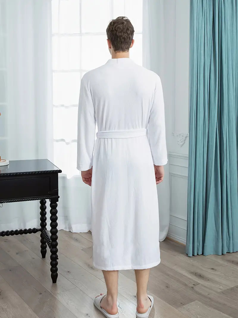 Men's long cotton towel robe
