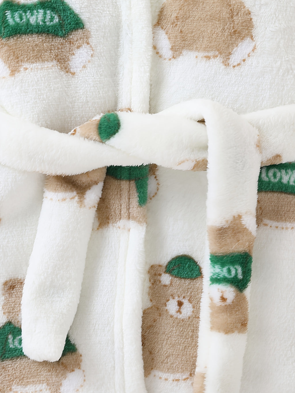 Newborn green hooded flannel dressing gown