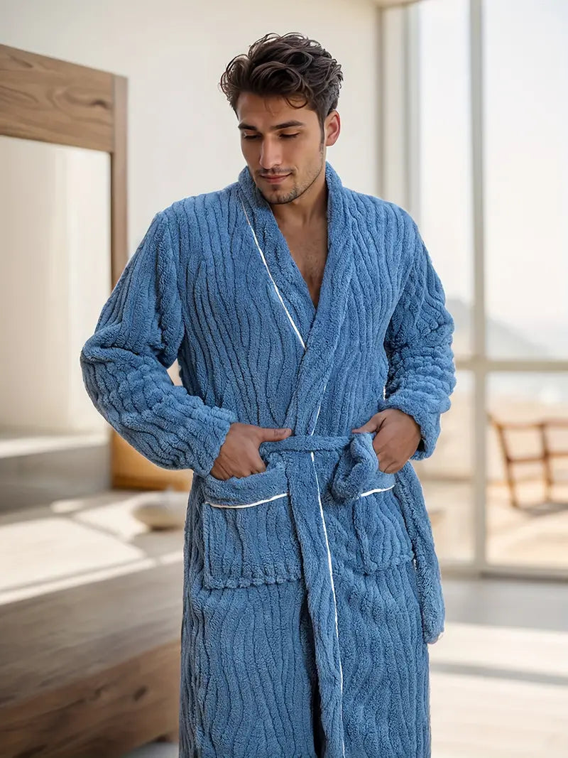 Men's thick soft towelling bathrobe