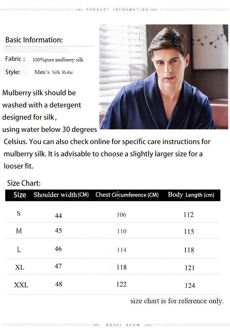 Men's navy mulberry silk dressing gown Image