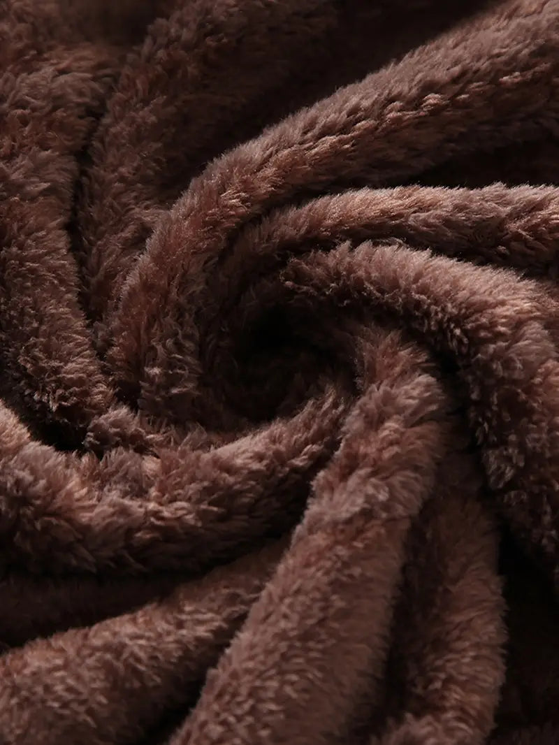 Long hooded fleece bathrobe