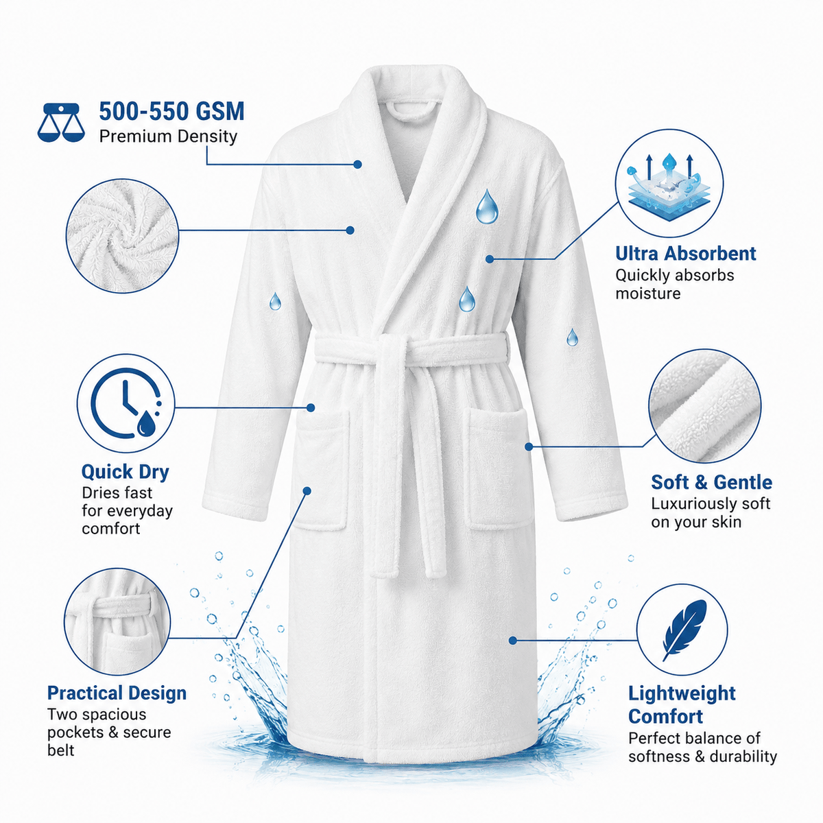 Unisex terry towelling bathrobe