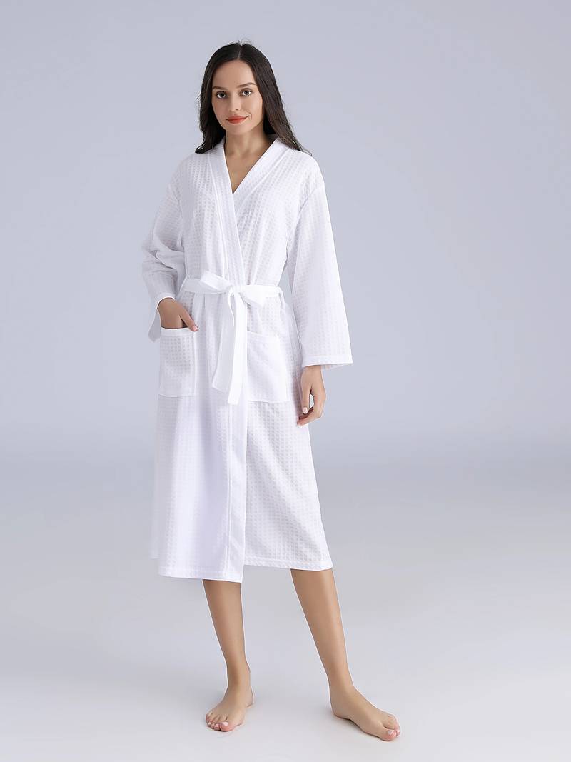 Women's soft belted bathrobe