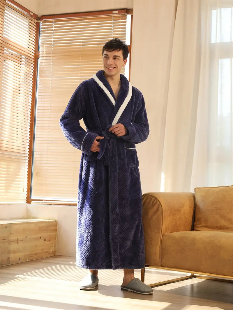 Men's thick winter towelling bathrobe