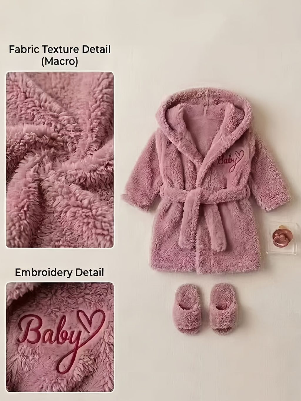 Newborn pink hooded dressing gown