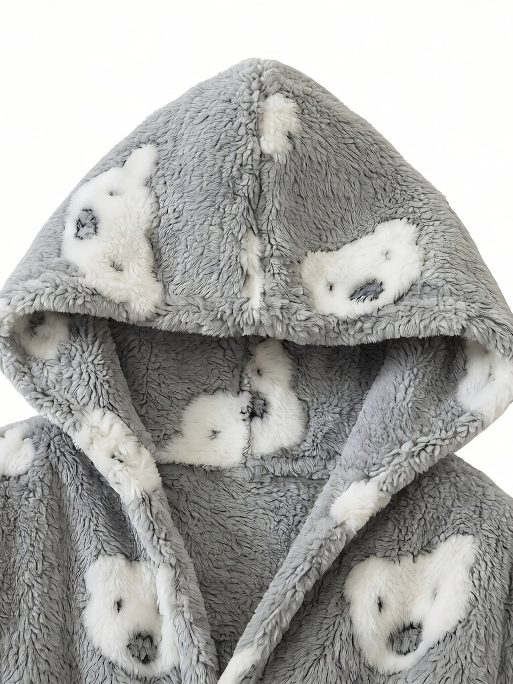 Newborn long hooded fluffy fleece dressing gown