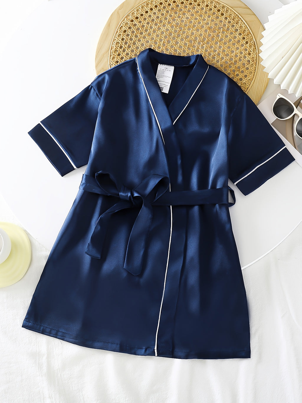 Girls' navy dressing gown