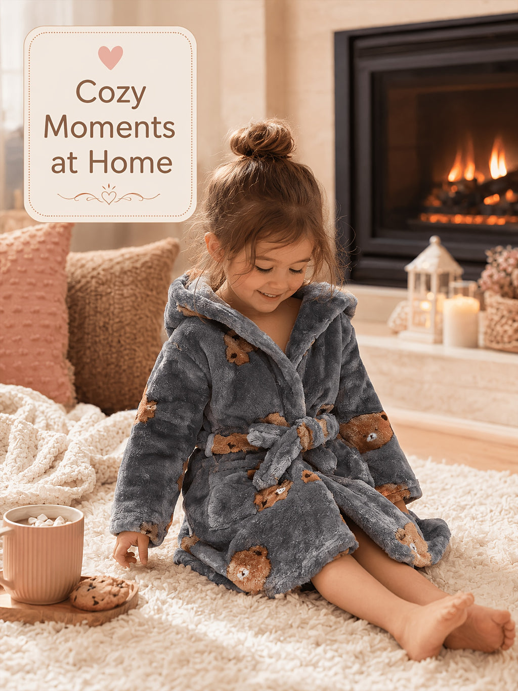 Baby grey long hooded bathrobe