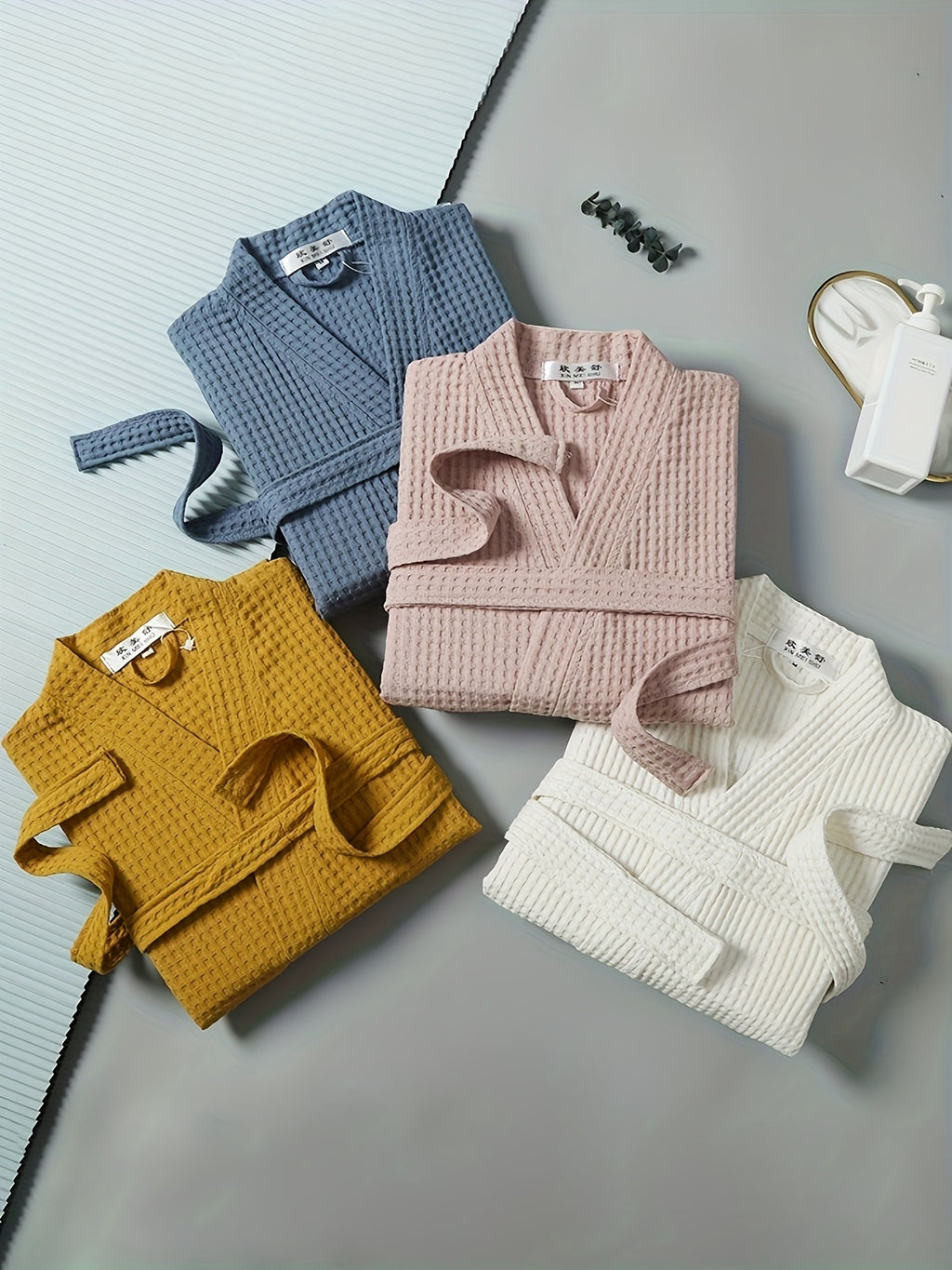 Unisex waffle dressing gown