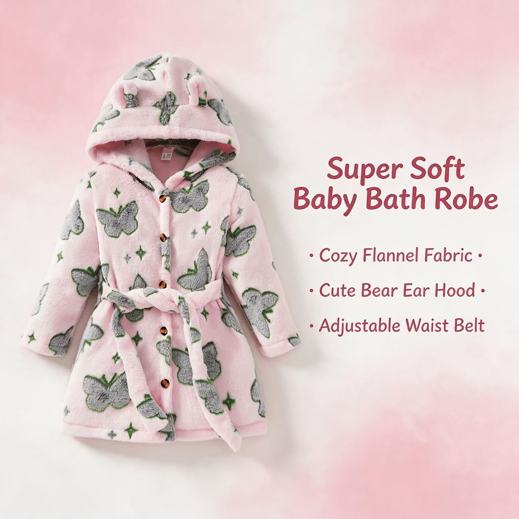 Girls' pink flannel bathrobe