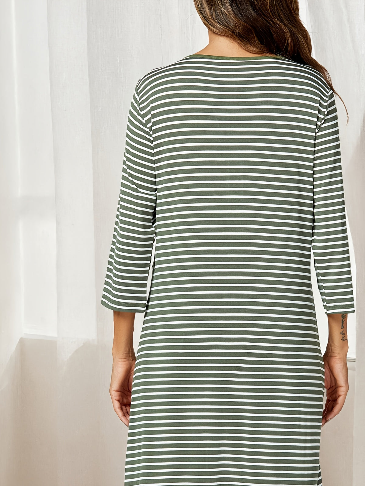 Women's grey striped nursing nightdress