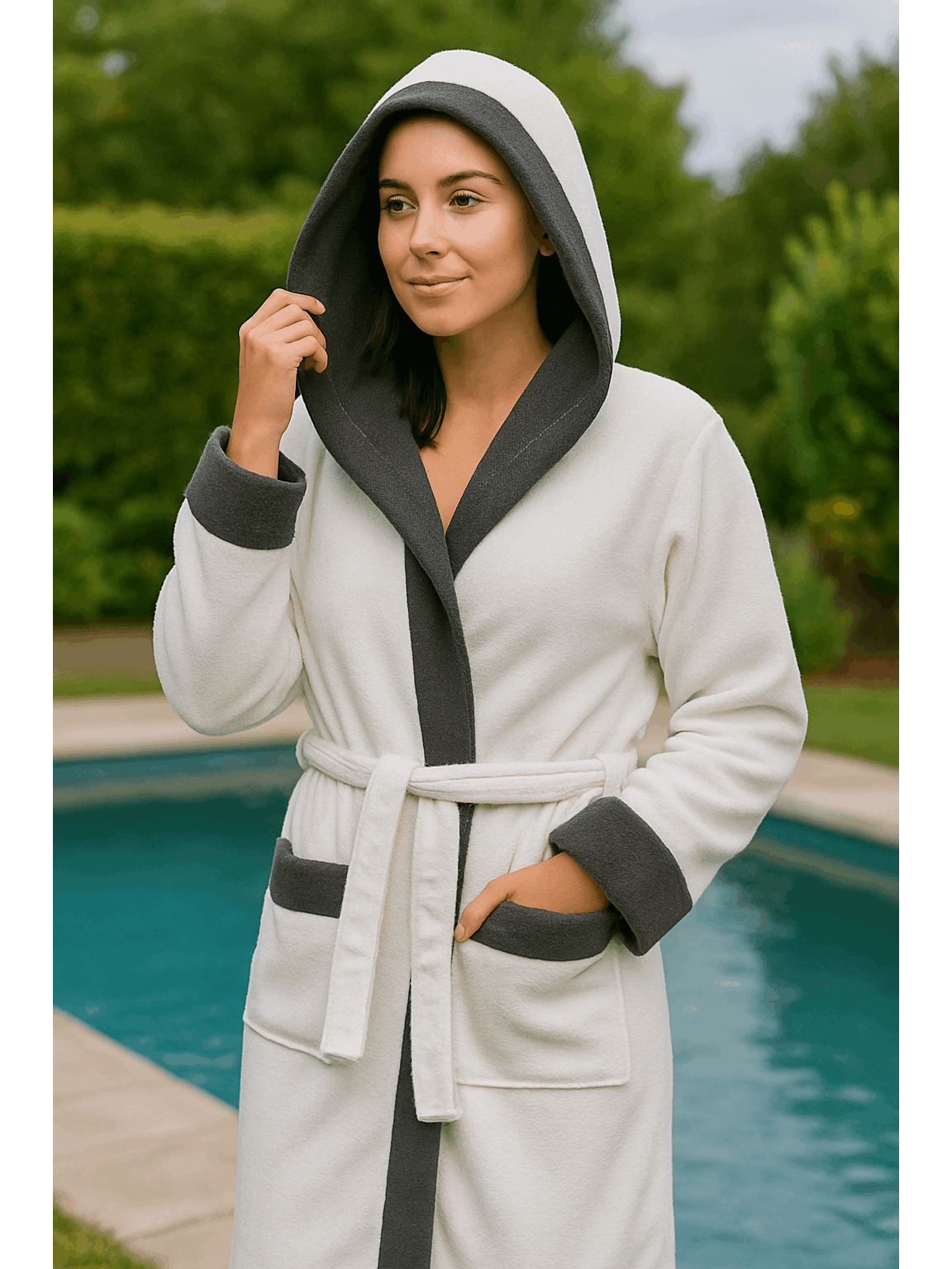Men's hooded terry towelling bathrobe
