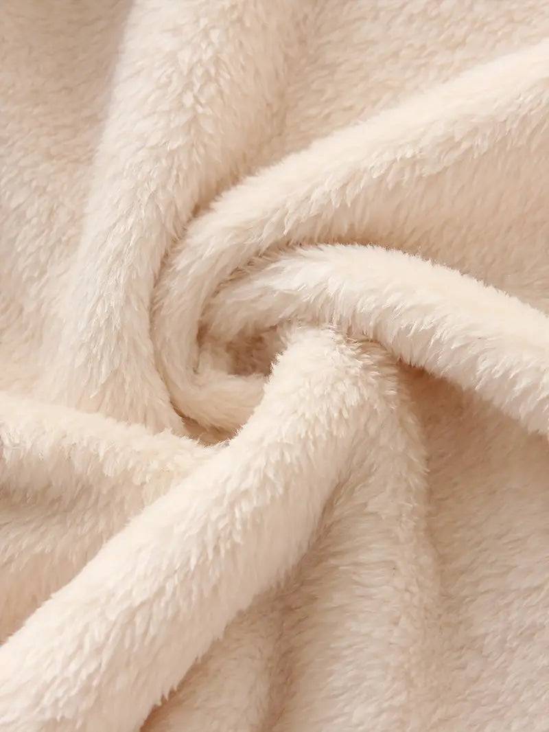 Soft long hooded fleece bathrobe